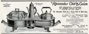 Table Prints: Advert for Alexander Clark, hot plate 1912