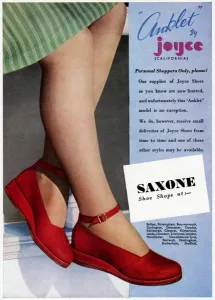 Joyce Prints: Advert for Anklet by Joyce California shoes 1945