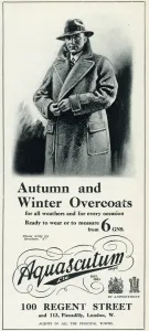 Regent Prints: Advert for Aquascutum coats 1930