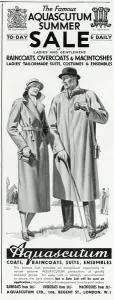 Resistant Prints: Advert for Aquascutum coats 1934