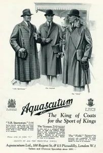 Wool Prints: Advert for Aquascutum mens coats 1930