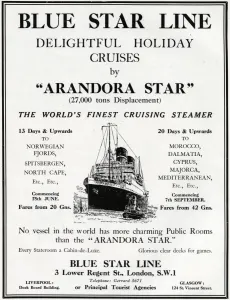 Cruise Prints: Advertisement for the Arandora Star cruise ship