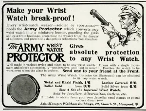 Protection Prints: Advert for the Army wrist watch protector 1916
