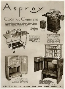 Asprey Prints: Advert for Asprey cocktail cabinets 1936