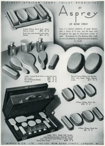 Asprey Prints: Advert for Asprey ivory toilet requisites 1938