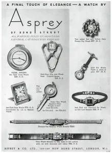 Asprey Prints: Advert for Asprey watches 1938