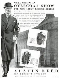 Cigarette Prints: Advert for Austin Reed overcoats 1937