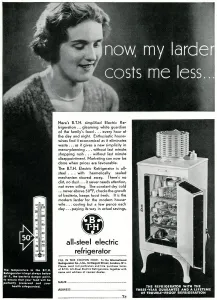 Drink Prints: Advert for B. T. H. electric refrigerator 1931