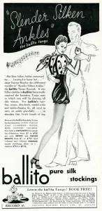 Legs Prints: Advert for Ballito pure silk stockings 1938
