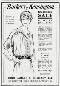 Buttons Prints: Advert for Barkers of Kensington blouses 1914