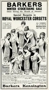 Undergarment Prints: Advert for Barkers winter corsets 1916
