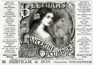 Skin Prints: Advert for Beethams Glycerine Cucumber skin product 1889