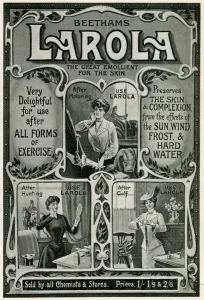 Protection Prints: Advert for Beethams Larola skin care 1904