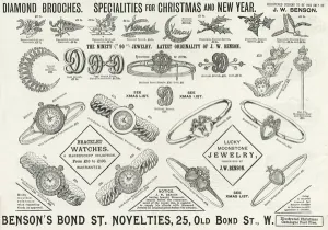 Brooch Prints: Advert for Bensons Christmas jewellery 1889