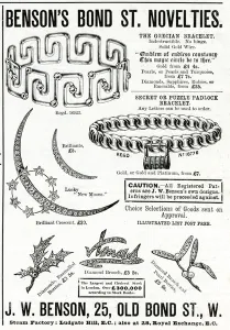 Jewellery Prints: Advert for Bensons jewellery 1893