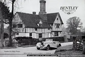 Featuring Prints: Advert for Bentley, the Silent Sports Car, featuring a Bentley motor car in front of a