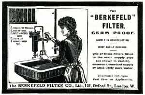 19th Prints: Advert for Berkefeld Filter, germ proof water 1910