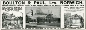 Norwich Prints: Advert for Boulton & Paul, Ltd, conservatories 1904