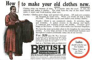 Tailors Prints: Advertisement for British Tailoring and Repairing, WW1