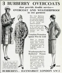Waterproof Prints: Advert for Burberry overcoats 1928