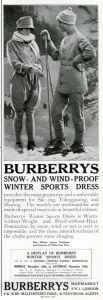 Sportswear Prints: Advert for Burberry Skiing outfits 1923