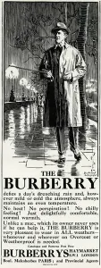 Overcoats Prints: Advert for Burberry trench coat 1924
