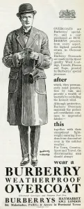 Waterproof Prints: Advert for Burberry waterproof overcoats 1923