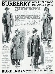 Loose Prints: Advert for Burberry weatherproof top-coats and suits 1913