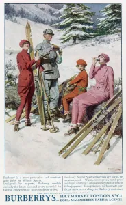 Winter Sports Prints: Advert for Burberry winter sports wear 1926