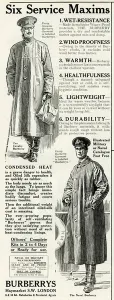 Buttons Prints: Advert for Burberrys weather proof trench coats 1916