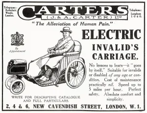 Invalids Prints: Advert for Carters Electric Invalid Chair 1922