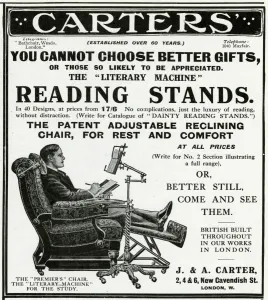 Carters Prints: Advert for Carters reading stands 1913