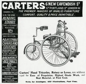 Carters Prints: Advert for Carters, rotary or lever wheelchair 1906