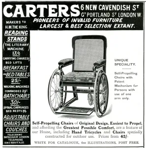 Drive Prints: Advert for Carters, self propelling wheelchair 1906