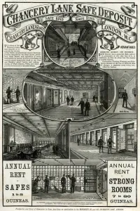 Safe Prints: Advert for Chancery Lane safe deposit 1886