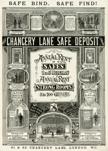 Safe Prints: Advert for Chancery Lane safe deposit 1888