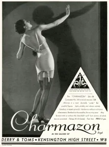 Belt Prints: Advert for Charmazon womens underwear 1933