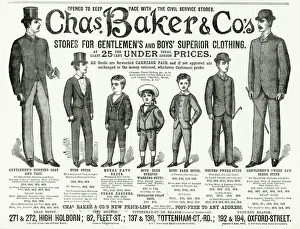 Suits Prints: Advert for Chas. Baker & Co. gentlemen & boys clothing 1887