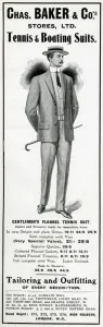 Suits Prints: Advert for Chas. Baker & Cos mens boating suit 1906