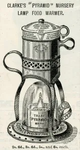 Feeding Prints: Advert for Clarkes babies food warmer 1892