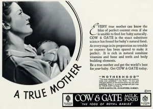 Infants Prints: Advert for Cow & Gate formula milk food 1940