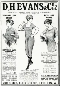 Wool Prints: Advert for D. H Evans & Co womens undergarments 1912