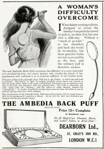 1922 Prints: Advert for Dearborn Ltd, the Ambedia Back Puff 1922