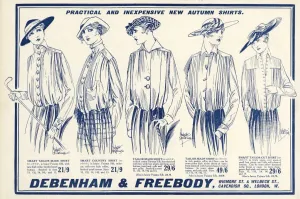 Blouse Prints: Advert for Debenham & Freebody autumn blouses 1915