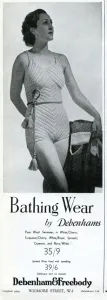 Debenham Prints: Advert for Debenham & Freebody bathing wear 1937