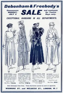 Frocks Prints: Advert for Debenham & Freebody clothing sale 1917