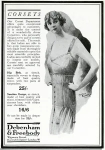 Belt Prints: Advert for Debenham & Freebody corsets 1915
