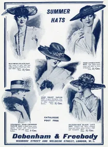 Debenham Prints: Advert for Debenham & Freebody hats 1917