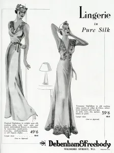 Satin Prints: Advert for Debenham & Freebody lingerie 1937