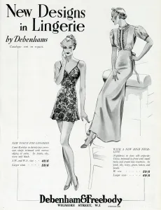 Neck Prints: Advert for Debenham & Freebody lingerie and nightdress 1937